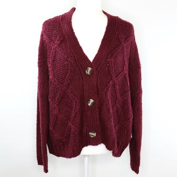 burgundy oversized cardigan